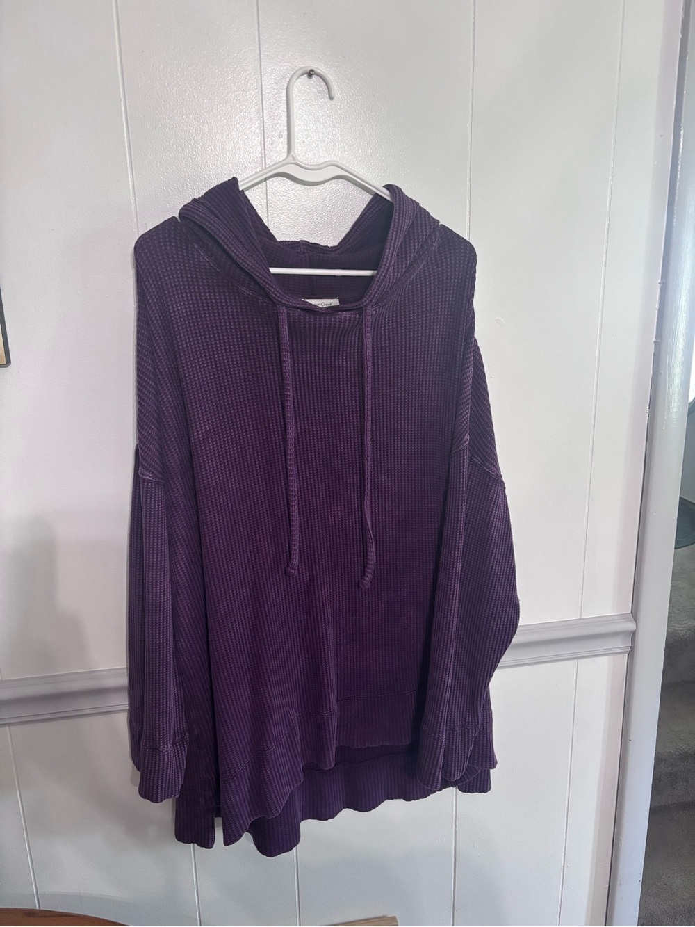 Coldwater Creek Deep Purple Waffle-Knit Hoodie Sweater